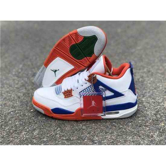 Air Jordan 4 Retro Men Shoes Whiet Blue Orange